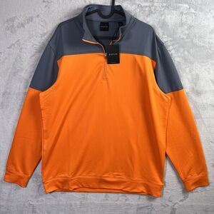Dunning Golf Performance 1/4 Zip Pullover Shirt Men's Large Orange Grey Athletic